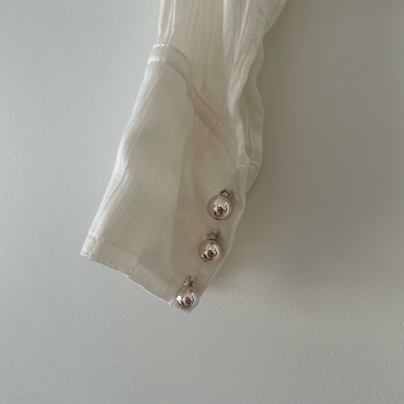 Karina Grimaldi tie front white shirt with pearl sleeve detail - Picture 4 of 4